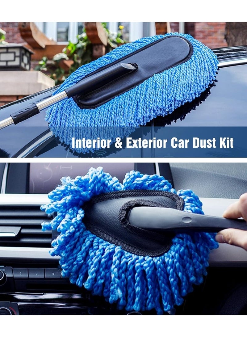 مجموعة غبار السيارة ، 2 حزمة فرشاة غبار السيارة مجموعة مع غبار حبوب اللقاح من الألياف الدقيقة الخدش الحر ، فرشاة غبار السيارة القابلة للتوسع و Duster Dash للسيارة أدوات التنظيف الداخلي الخارجي - Image 3